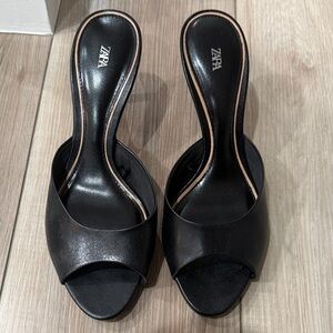 Zara Elegant Black Mules Sz 37